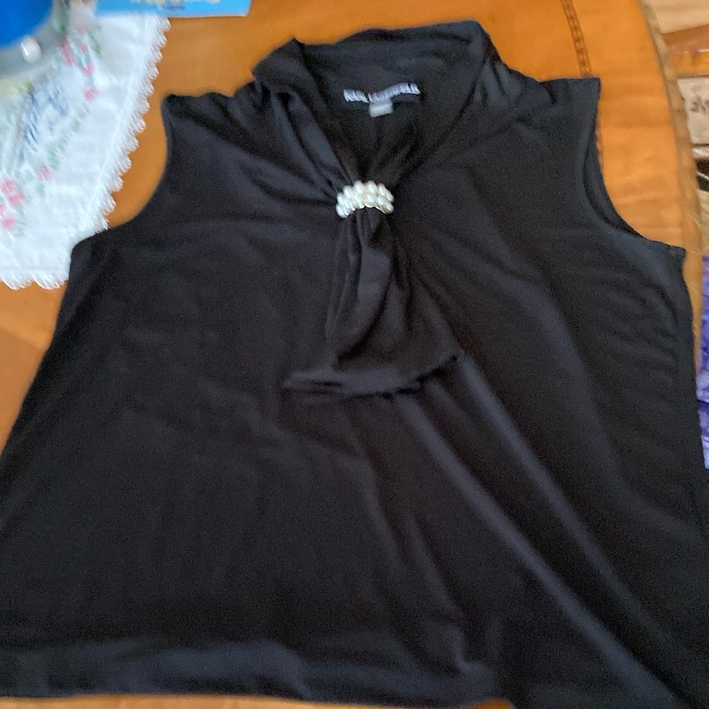 Karl Lagerfeld Black Tie Front Embellished Blouse